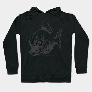 Piranha Fish in Engraving style isolated on white. Hoodie